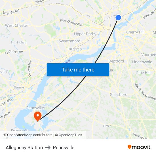 Allegheny Station to Pennsville map