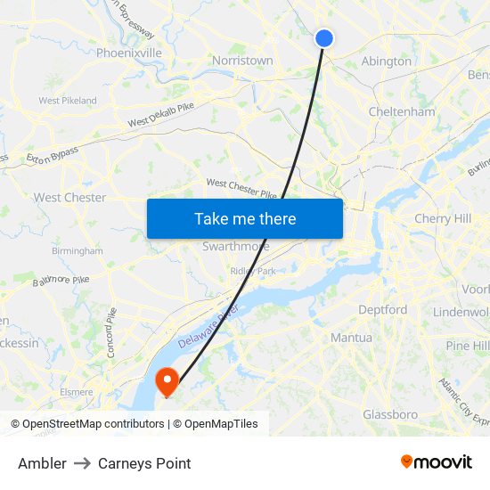 Ambler to Carneys Point map