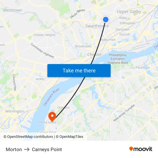 Morton to Carneys Point map