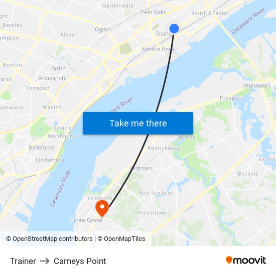 Trainer to Carneys Point map