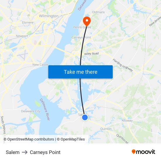 Salem to Carneys Point map