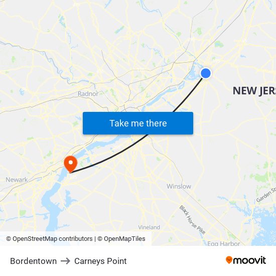 Bordentown to Carneys Point map