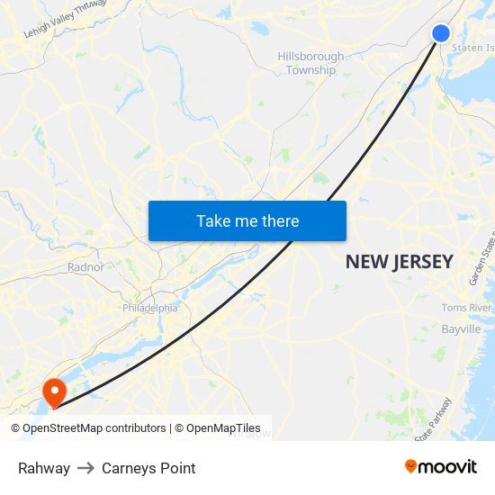 Rahway to Carneys Point map