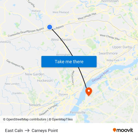 East Caln to Carneys Point map