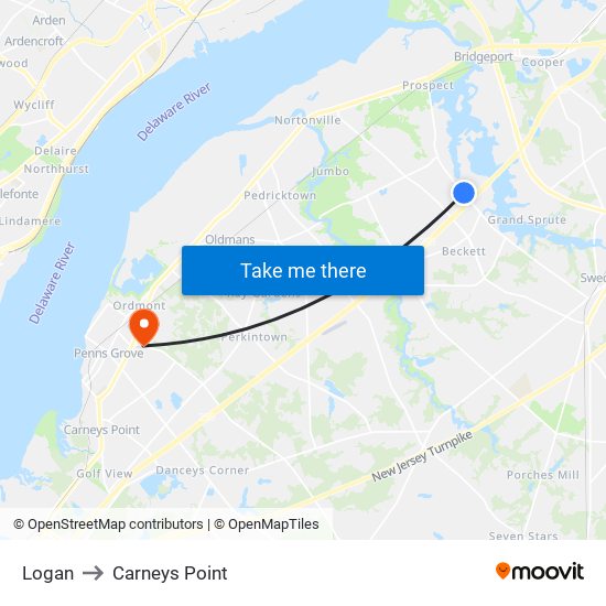 Logan to Carneys Point map