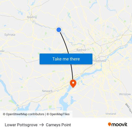 Lower Pottsgrove to Carneys Point map