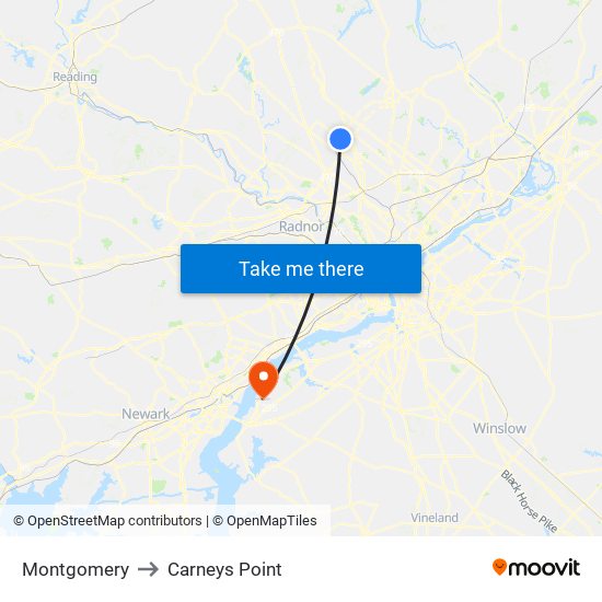 Montgomery to Carneys Point map