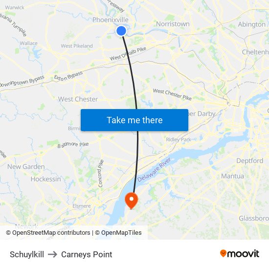 Schuylkill to Carneys Point map