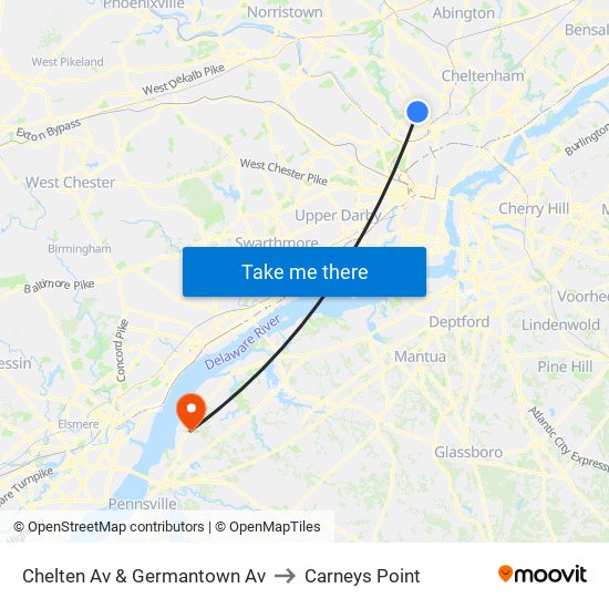 Chelten Av & Germantown Av to Carneys Point map