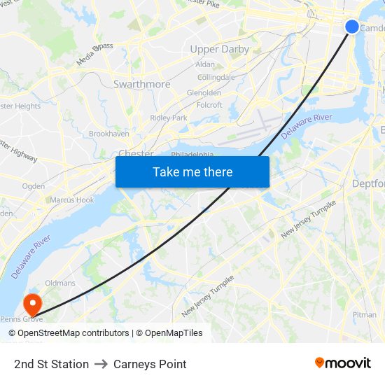 2nd St Station to Carneys Point map