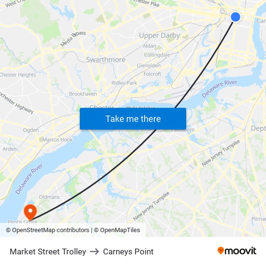 Market Street Trolley to Carneys Point map