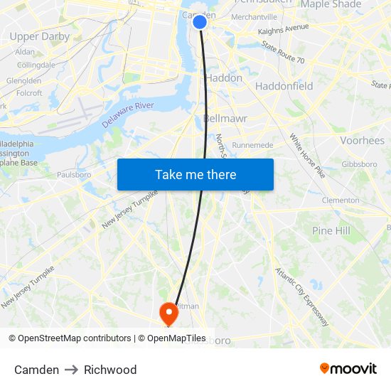 Camden to Richwood map