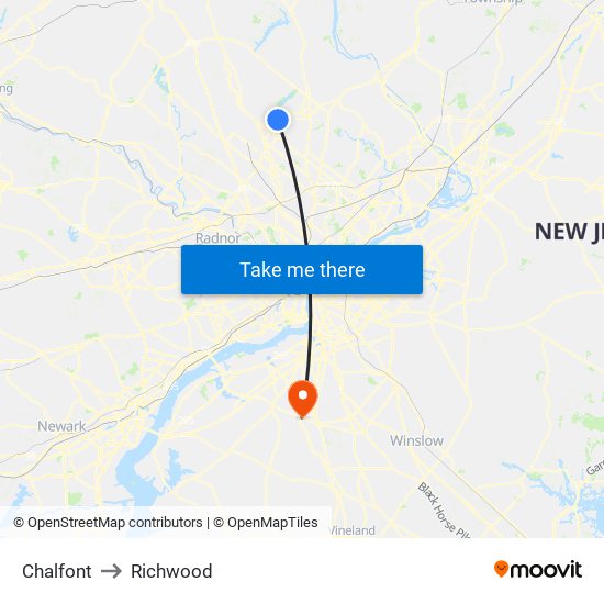 Chalfont to Richwood map