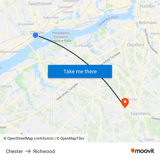 Chester to Richwood map