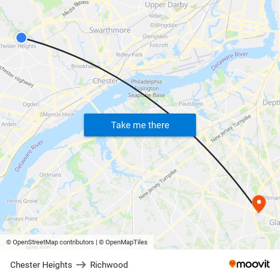 Chester Heights to Richwood map