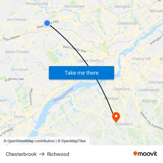 Chesterbrook to Richwood map