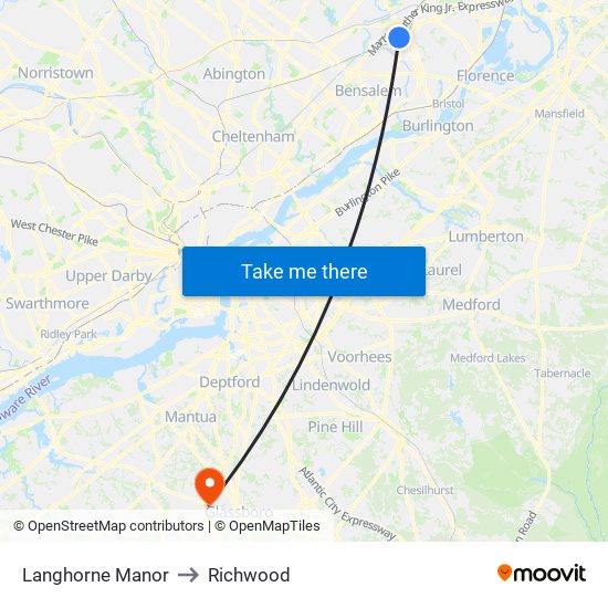 Langhorne Manor to Richwood map