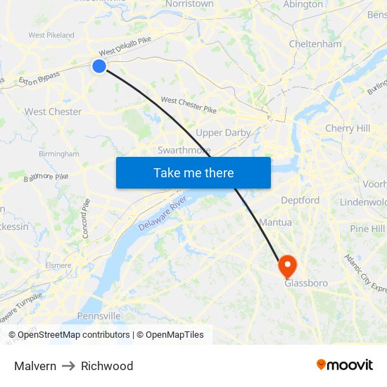 Malvern to Richwood map