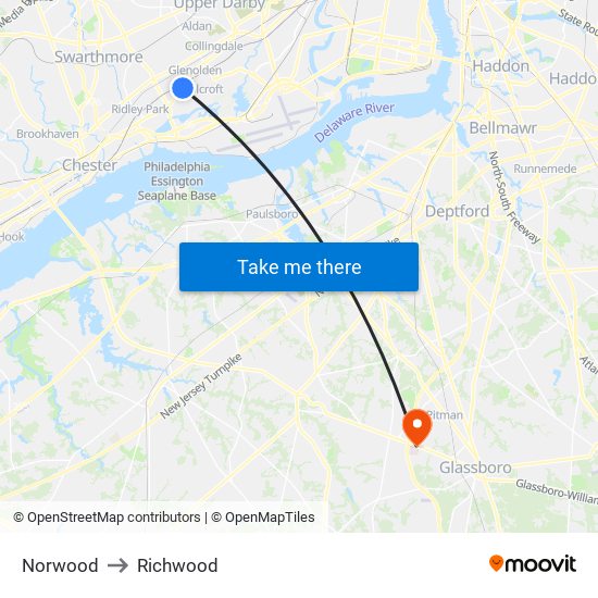 Norwood to Richwood map