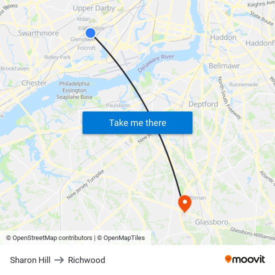 Sharon Hill to Richwood map