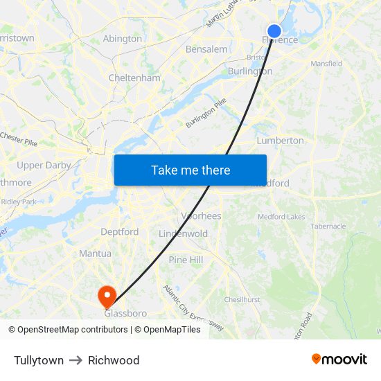 Tullytown to Richwood map