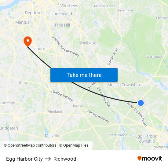 Egg Harbor City to Richwood map