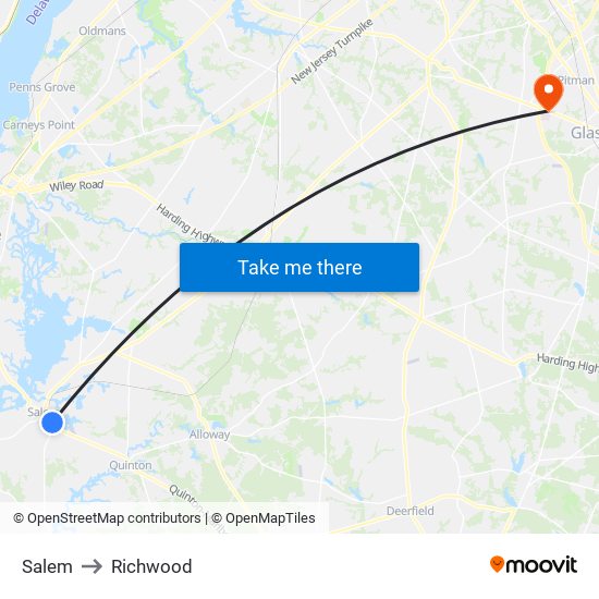 Salem to Richwood map