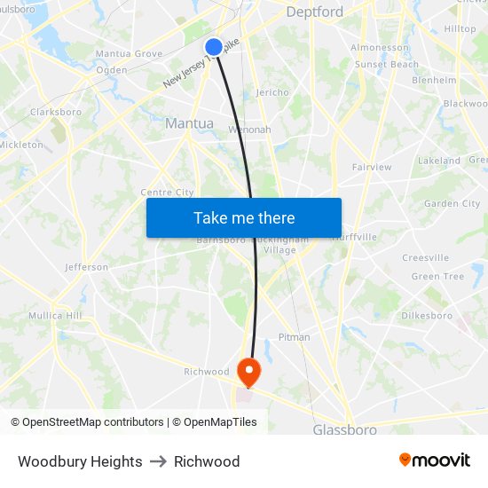 Woodbury Heights to Richwood map