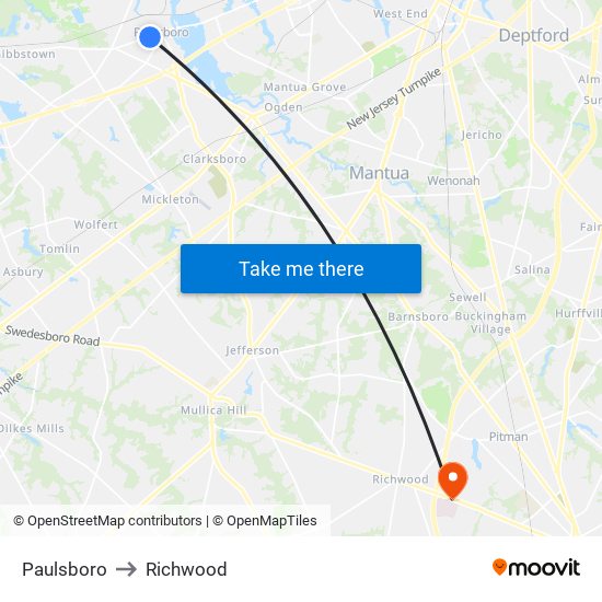 Paulsboro to Richwood map