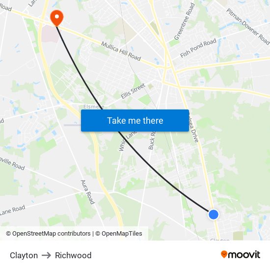 Clayton to Richwood map