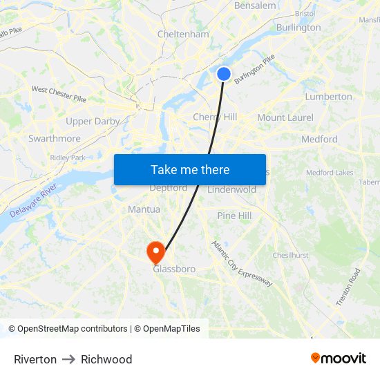 Riverton to Richwood map