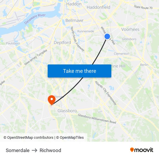 Somerdale to Richwood map