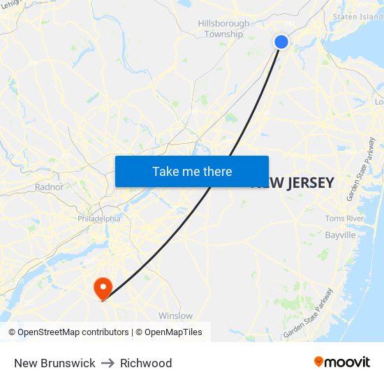 New Brunswick to Richwood map