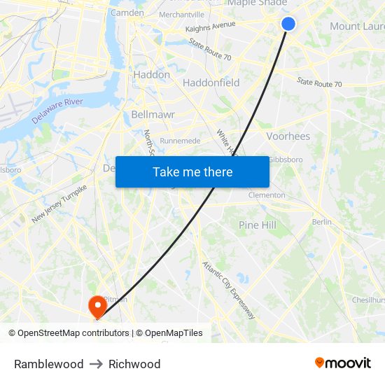 Ramblewood to Richwood map
