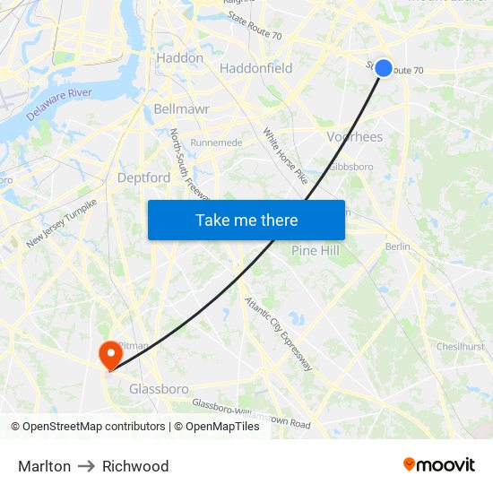 Marlton to Richwood map