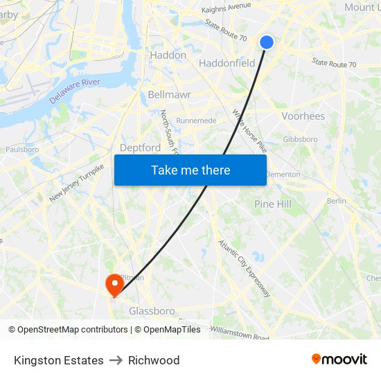 Kingston Estates to Richwood map