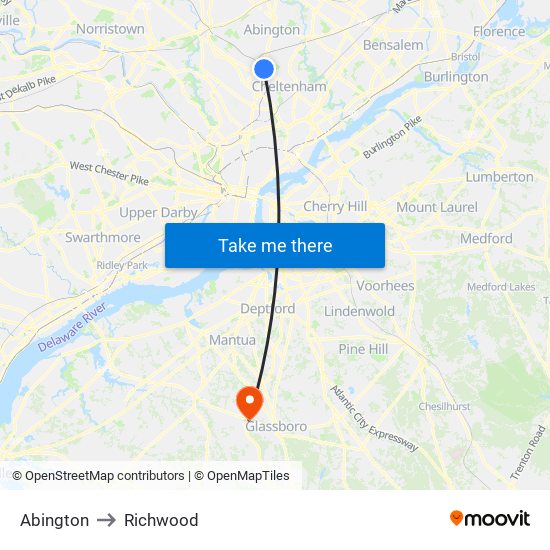 Abington to Richwood map