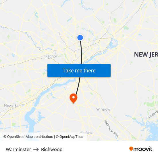 Warminster to Richwood map