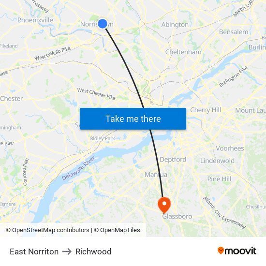 East Norriton to Richwood map