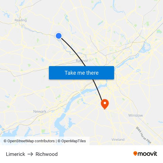 Limerick to Richwood map