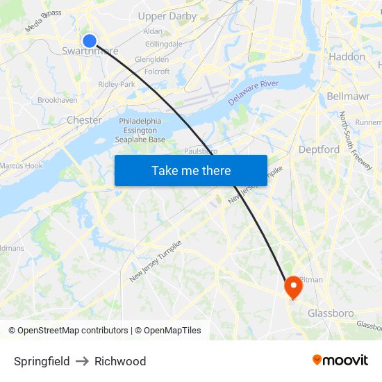 Springfield to Richwood map