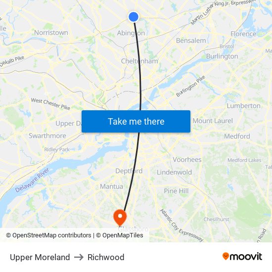 Upper Moreland to Richwood map