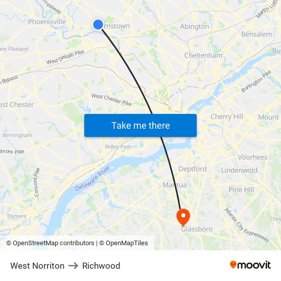 West Norriton to Richwood map