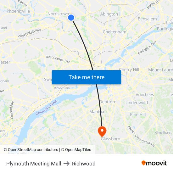 Plymouth Meeting Mall to Richwood map