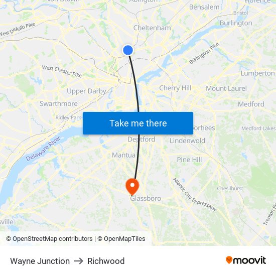 Wayne Junction to Richwood map