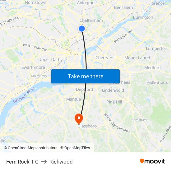 Fern Rock T C to Richwood map