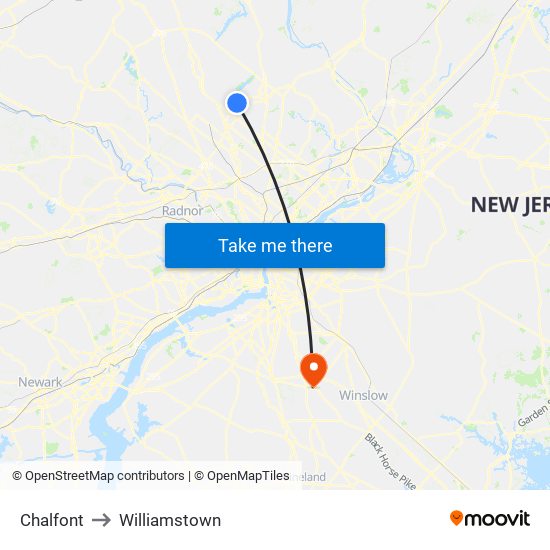 Chalfont to Williamstown map