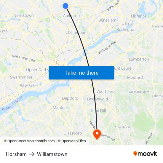 Horsham to Williamstown map