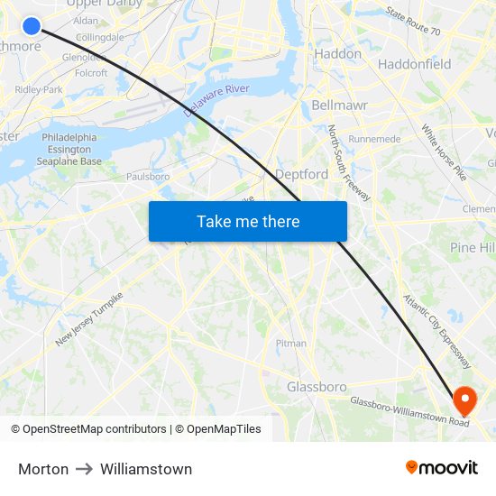 Morton to Williamstown map