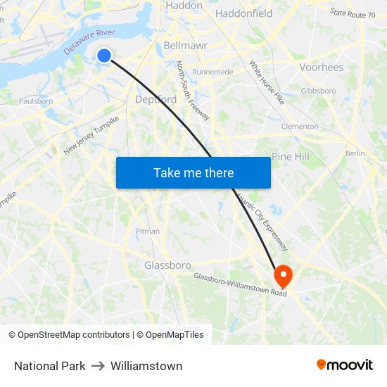 National Park to Williamstown map